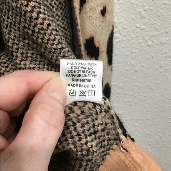 4SI3NNA Imani Leopard Print Long Cardigan Women’s L Sweater Open Front Soft Knit - Picture 4 of 5